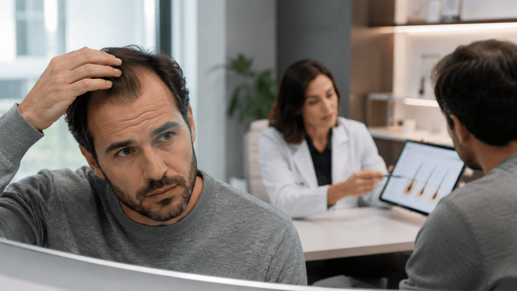 Imagen de apoyo para Alopecia androgenética: causas, síntomas y soluciones en 2026
