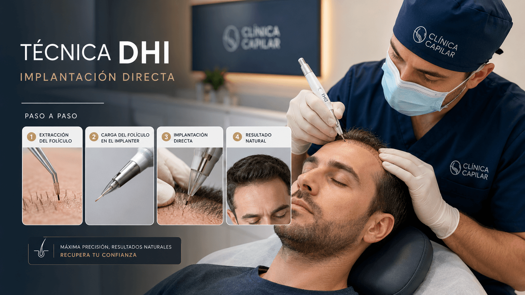 Imagen de apoyo para Técnica DHI: implantación directa de cabello explicada paso a paso